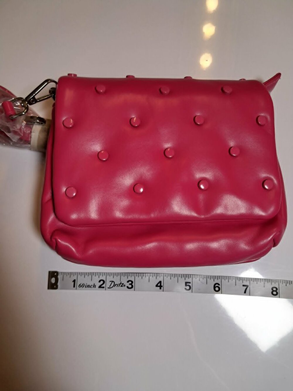 Pink Studded Faux Leather Crossbody Bag - Picture 6 of 8